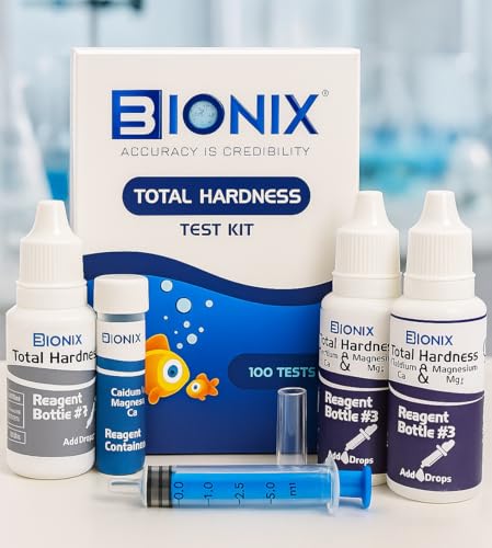 Image of BIONIX Total Hardness Test Kit, 0-3000 mg /L | Total Hardness testing water quality for homes, pools, and aquariums (100 Test).