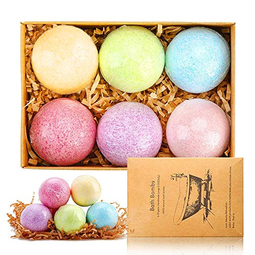 6 Large Bath Bombs Gift Set with All-Natural Essential Oils, Organic Handmade Colorful Bath Bombs Kit Fizzies Spa Dry Skin Moisturize for Kids Women Birthday Mother's Valentines