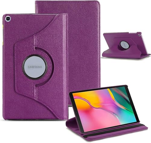 360-Degree Rotating Case for Samsung Galaxy Tab A 10.1 2019 (T510/T515/T517), Leather Stand Cover (Purple)