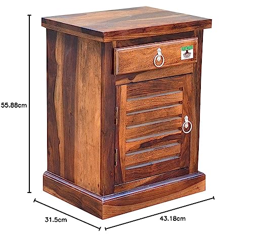 Image of Sheesham Solid Wood Side Table (Finish Color - Natural Brown Finish)