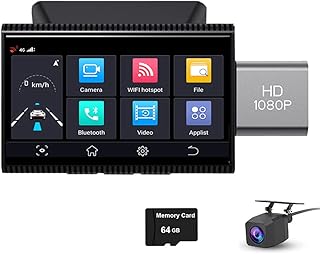 XRC TECH Android 8.1 Car DVR Dash Cam Espelho Retrovisor, 4G com Wi-Fi GPS Navi Música Bluetooth, Lente Dupla FHD 1080P Gravador de Vídeo Condução, Monitor Remoto, Visão Noturna, G-Sensor