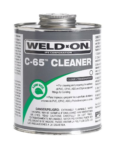 Weld-On 10204 C-65 Clear PVC/CPVC/ABS/Styrene Cleaner, Low-VOC, 1/4 pint Can with Applicator Cap