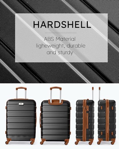 Image of Suitour Luggage 3 Piece Sets Hard Shell Luggage Set with Spinner Wheels, TSA Lock, 20 24 28 inch Travel Suitcase Sets (Black Brown)