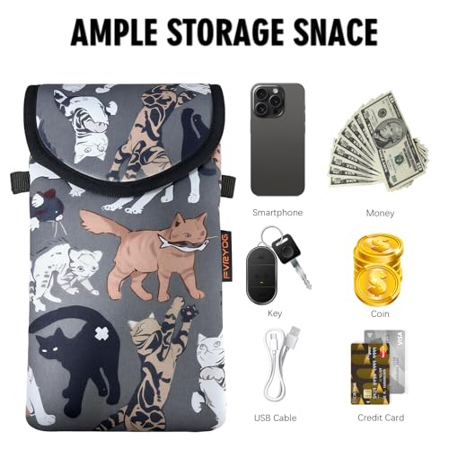 Image of Neoprene Phone Sleeve Pouch Case Bag for Men Women w /Crossbody Strap /Neck Lanyard for iPhone 17 /16 /15 /14 Pro Max, Samsung S25,Pixel 10
