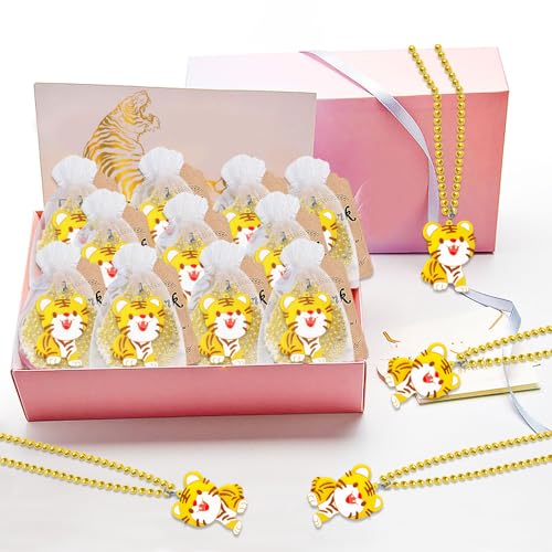 Image of 24 Pack Tiger Necklace Party Favors for Safari Jungle Baby Showe, Birthday Party Goodie Bag Fillers, School Carnival Rewards, Photography Props, Home Decorations, Classroom Prize