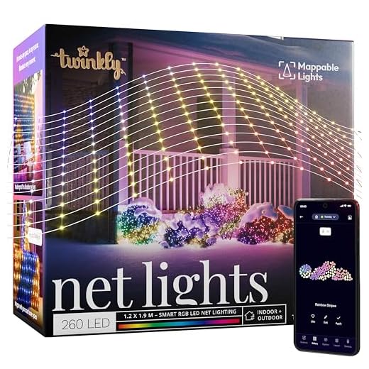 Twinkly Net Lights, Grille LED Flexible avec 260 LED RGB Mappables, Bande LED Extérieur et Intérieur, Lumières Smart, Compatible Alexa, Google Home, IP44, Contrôle App, Fil Transparent, 1.2m x 1.9m