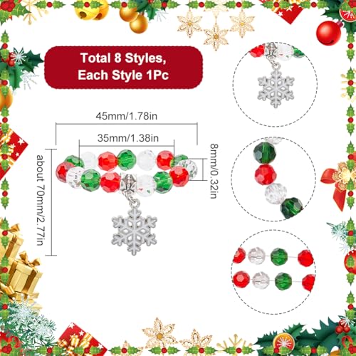 SUNNYCLUE 8 Sets Christmas Napkin Ring Sets Holiday Napkin Rings Red Green Beaded Napkin Ring Xmas Tree Santa Claus Reindeer Cloth Napkins Rings for Christmas Holiday Party Dinner Table Decoration - Image 3