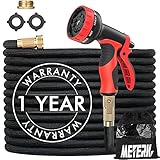 Manguera de Jardín Expandible,Meterk con 10 Funciones de Rociado,3 Capas de Núcleo de Látex Natural,Accesorios de Tubería de Latón Macizo de 3/4 de Pulgada (15M/50FT)