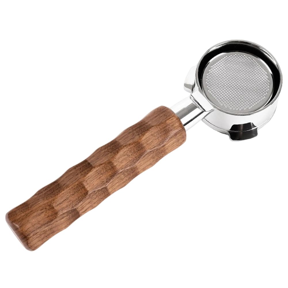 Hndhbfgrt 54mm Walnut Wood Handle Bottomless Portafilter for Series Espresso Machines
