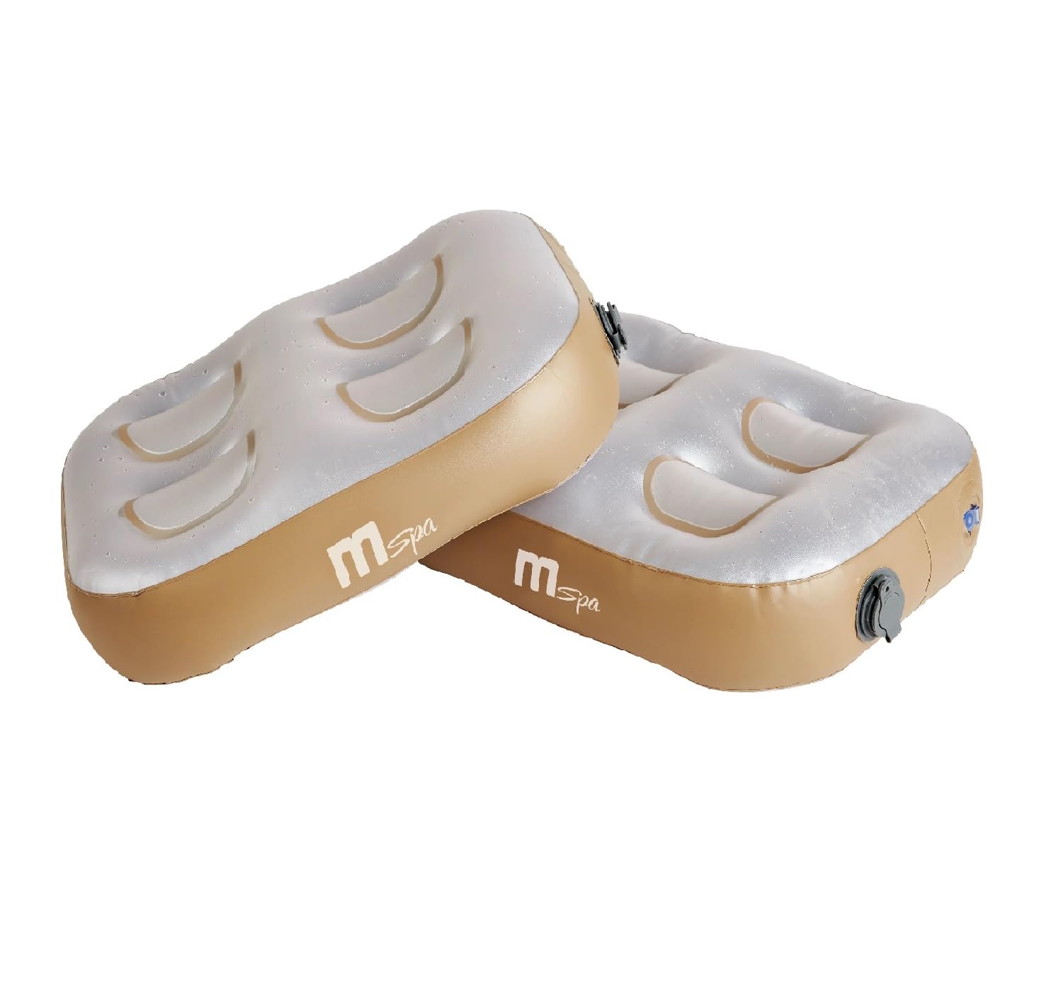 AQUALINE MSpa Cushion Set for Inflatable Hot Tub (39 x 30 x 10) cm, 2 Pack Water-Fillable Spa Cushions with Internal Coil Support, Soft PVC Booster Seat & Headrest Pillow, Champagne Gold & Pearl