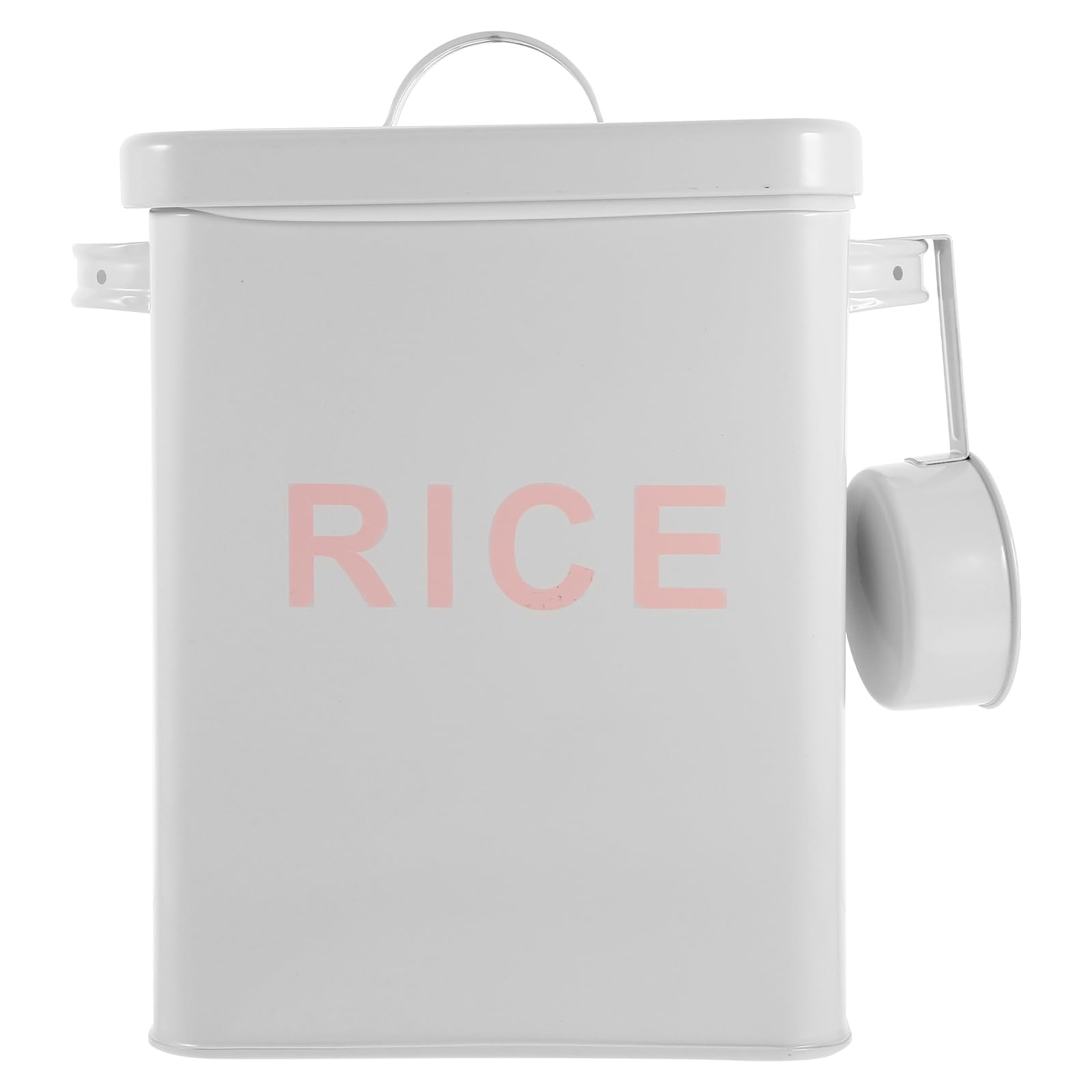 jojofuny Boîte de Rangement pour Riz en Tôle de Fer Robuste, Grosse Capacité 10l, Seau à Farine Blanc Cuisine, Conteneur Ménager Pratique pour Stockage Alimentaire Domestique