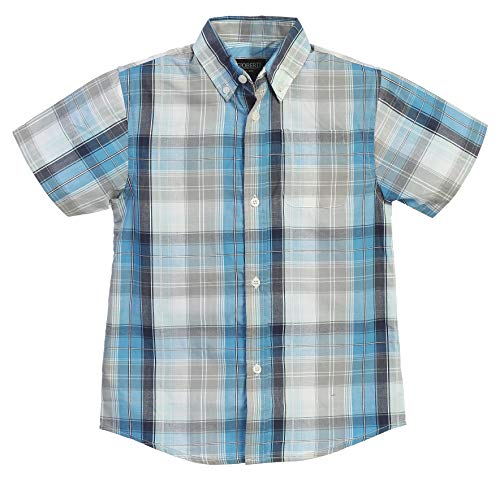 Image of Gioberti Boys Casual Plaid Checked Short Sleeve Button Down Shirt