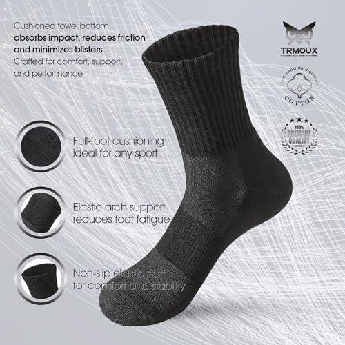 Women's Athletic Crew Socks Cotton Cushioned Light Compression Running Hiking Socks for Women Size 9-11, 4/6 Pairs2