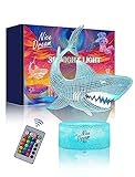 Nice Dream Luz Nocturna De Tiburón Para Niños, Lámpara De Ilusión 3d, Luz Led Para La Habitación, Mando a Distancia Con 16 Cambios De Color Regulables, Regalos De Decoración De Las Niñas Niños