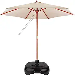 Ombrelone Central Redondo 2,40 Metros Madeira Guarda Sol Piscina + base Movel