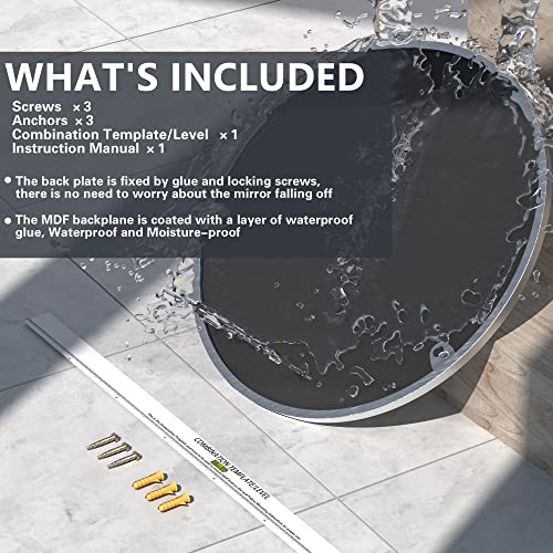 Clavie Bathroom Mirror, Brushed Silver Round Mirror 24 Inch Modern Wall Mirror Stainless Steel Frame Circle Mirror Wall Mounted Decorative Mirror For Bedroom Living Room Entryway #TOP4