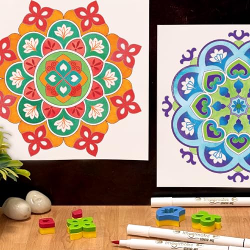 Image of Imagimake DIY Mandala Art Kit for Girls 9-12 | Coloring & Painting Art Kit Set with Water Brush Pen & Stamps | Crafts & Gifts for Kids Age 10-12