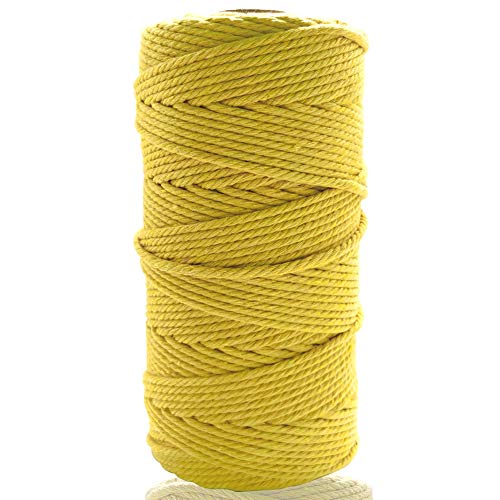 Ewparts Makramee-Kordel, 3 mm, Baumwollschnur, Makramee, Baumwollseil, Bastelschnur zum Basteln, Stricken, Pflanzenaufhänger, Makramee-Wandbehang, Weihnachten, Hochzeitsdekoration, 3 mm, Gelb