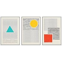 SIGNWIN 3 Piece Framed Canvas Wall Art Geometric Illustration Canvas Prints Home Artwork Decoration for Living Room,Bedroom - 16