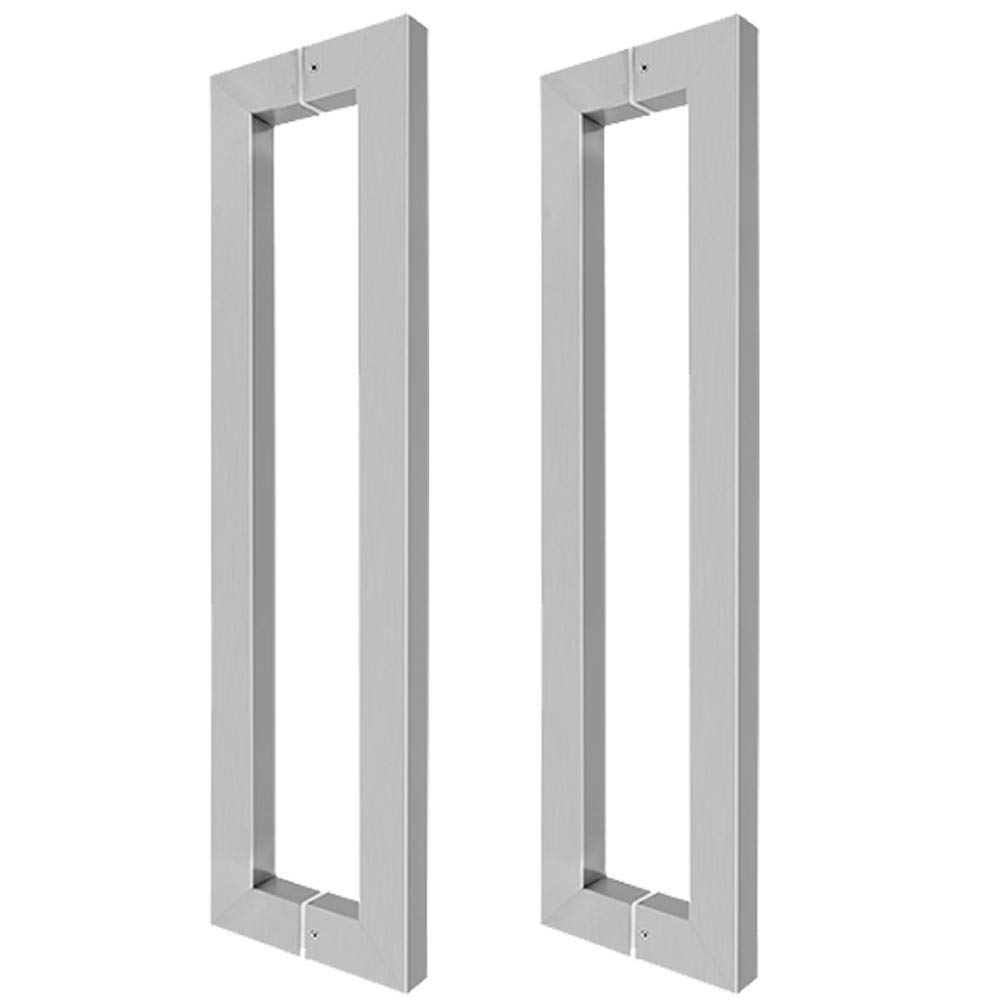 TKJfdTY Commercial Grade U-Shape Sliding Glass Door Handle - Brushed Stainless Steel Pull Push Entry Hardware For Interior/Exterior, Black, 2Pcs, 440Mm Length,Silver 2pcs 600mm
