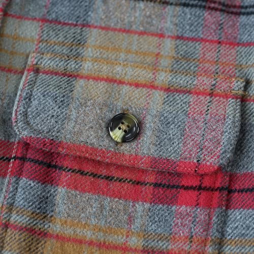 Image of Dubinik Mens Shacket Flannel Shirt for Men Lightweight Jacket Casual Plaid Coat with Warm Lining Long Sleeve Button