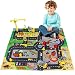 Fajiabao Coches de Juguetes Juego de Construccion para Niños con Alfombra Infantil,Mini Pull Back Camion Juguete y Grua Juguetes Educativos Niños 3 4 5 Años
