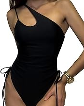 RPAEOY Costume Intero Donna Sexy Coulisse Monospalla Cut-out Costume da Bagno Controllo Addominale Bikini Push Up Imbottito Reggiseno Curvy Beachwear Swimwear Swimsuit