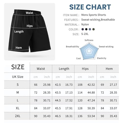 Sillictor Mens Running Shorts with Phone Pocket Cooling Tennis Gym Shorts Men Quick Dry Training Football Shorts Men Sports Shorts for Hiking Exercise Rugby,Sweat Wicking Breathable, 1420 Black S - Image 7