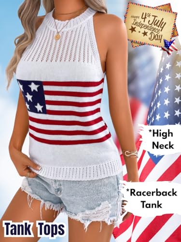 Image of ChiaoLezhee Women's Summer Knit Tank Tops, Racerback High Neck Lightweight Sweater Vest, Dressy Casual Outfits