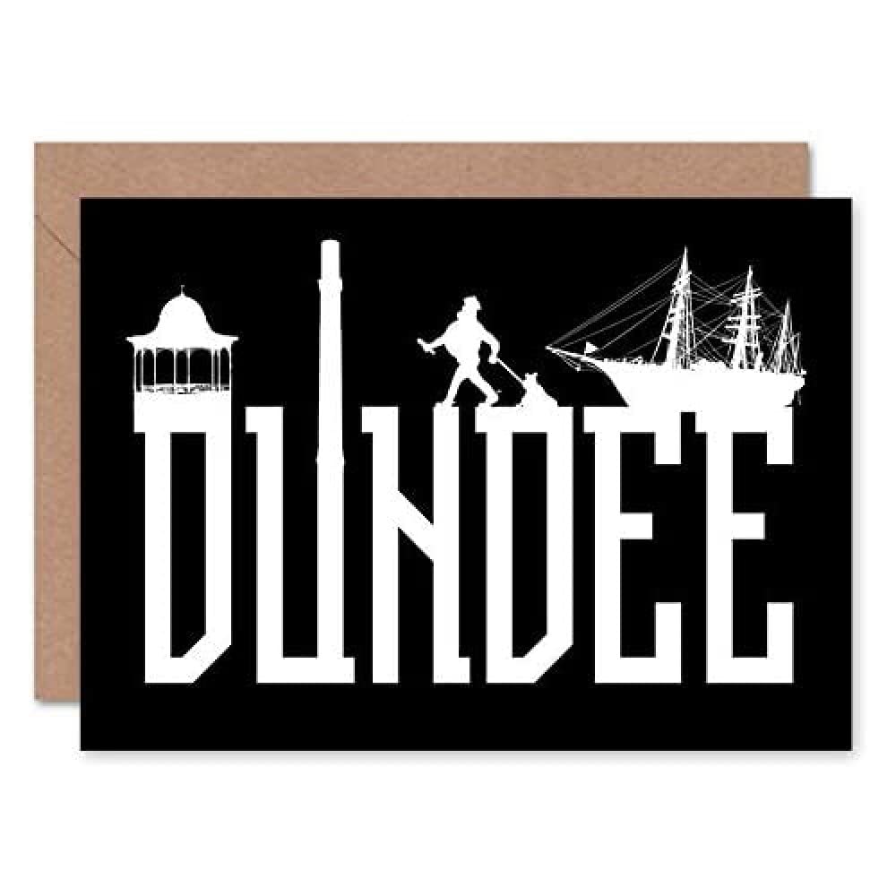 Artery8 Dundee Typography Silhouettes Sealed Greeting Card Plus Envelope Blank inside