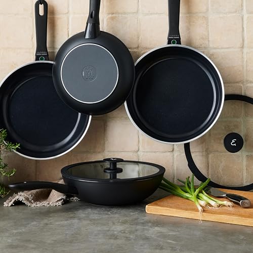 Image of HENCKELS x EMERIL Lagasse Nola 11-Inch Nonstick Wok with Lid, PFAS-Free Aluminum Wok Pan, Made in Italy, Scratch-Resistant Ceramic Nonstick Cookware, Oven Safe