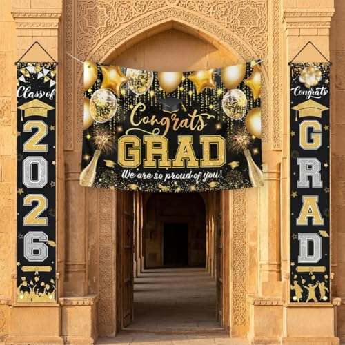 Proxima Direct Graduation Decorations Class of 2026 Congrats Grad Porch Banner for Any Schools or Grades Party Decorations 2026