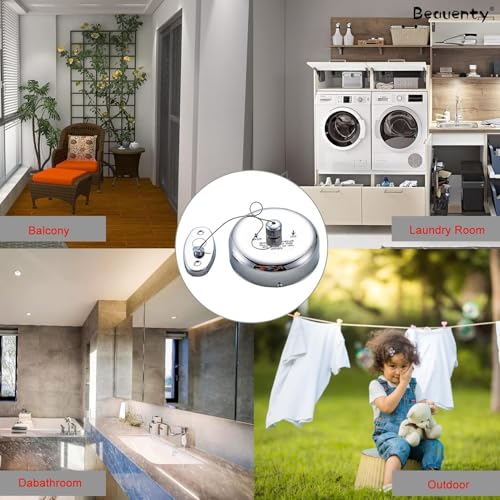 Image of Khedu Fab Stainless Steel Retractable Clothesline Lockable Hanging Washing Line, Wall-Mounted Wire Clothes line /Cloth Line Laundry Drying Rope for Indoor /Outdoor /Balcony (Silver)