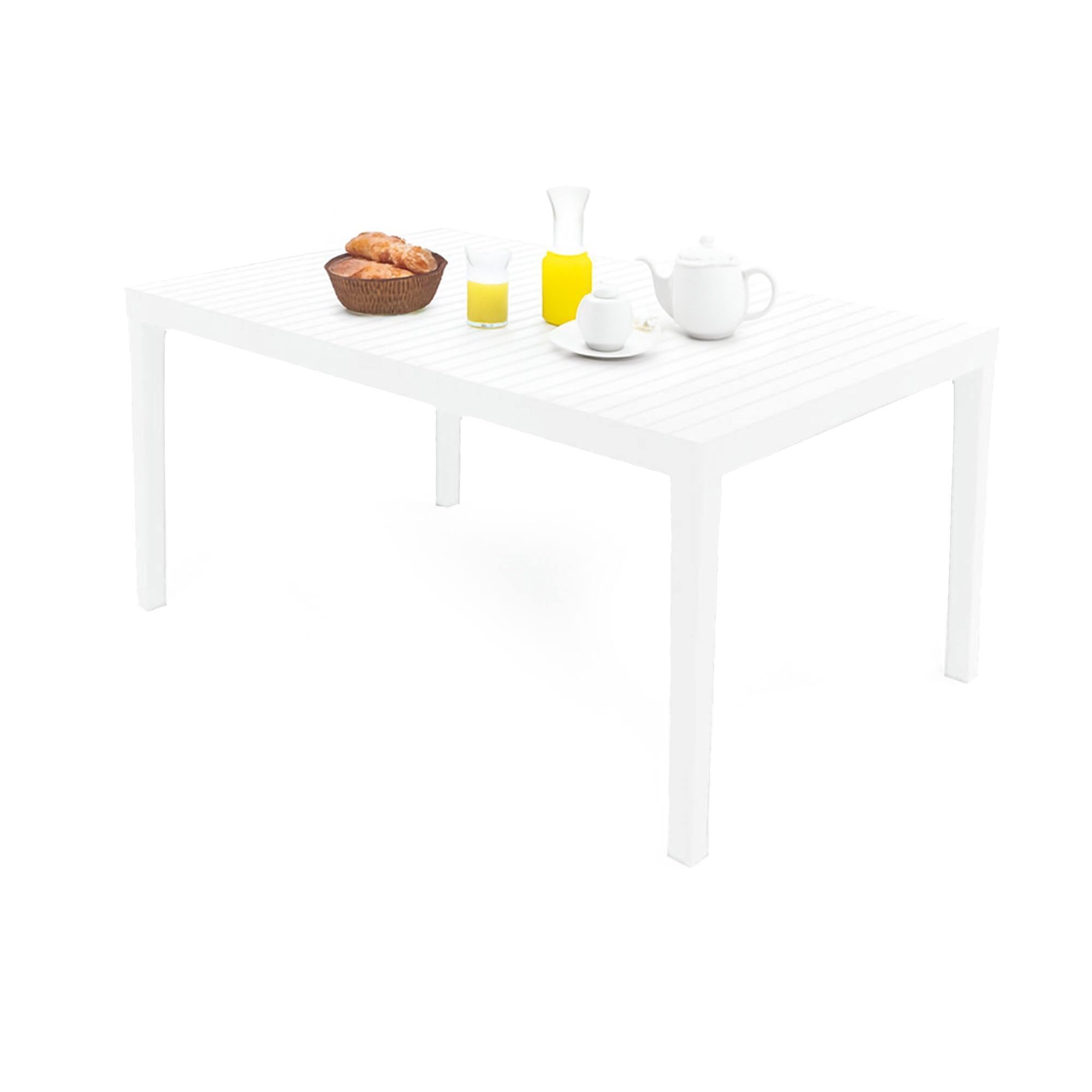 Dmora - Tavolo da esterno Maratea, Ripiano rettangolare da pranzo, Tavolo da giardino multiuso, 100% Made in Italy, 150x90h72 Cm, Bianco