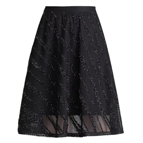 Jupe courte en maille noire taille haute élastique élégante A-Line