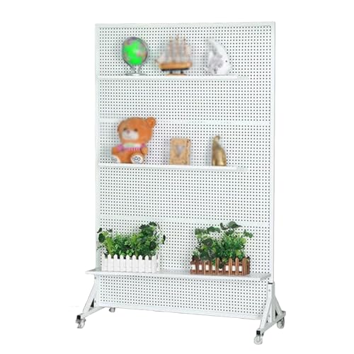 Generico Perforowane panele do organizowania ścian. Stojak na meble metalowe z perforowanymi panelami, wolnostojący organizer z perforowanymi panelami, system przechowywania z 20 haczykami do sklepów