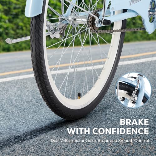 VIRIBUS Beach Cruiser Bike for Women, Single Speed Womens