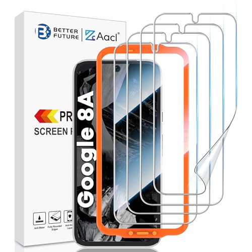 AACL 4 Pack for Google Pixel 8a Screen Protector [Not Glass] - Film for Pixel 8a Screen Protector [Fingerprint Compatible][Alignment Tool][7H Hybrid][2024]