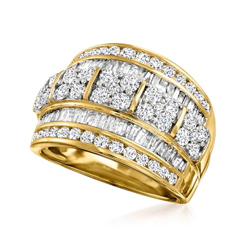 Ross-Simons 2.00 ct. t.w. Round and Baguette Diamond Multi-Row Ring in 14kt Yellow Gold4