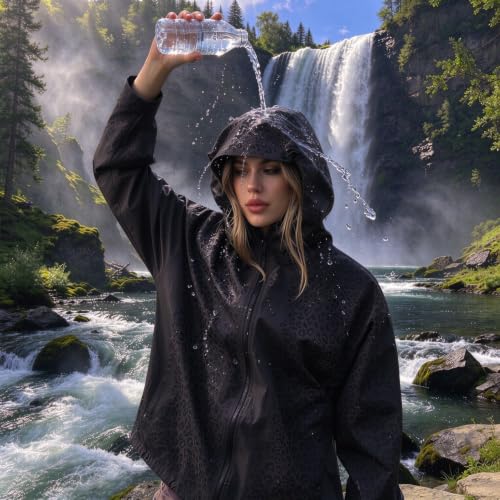 Cute Rain Jackets For Women Zipper Waterproof Cheetah Wind Breaker Jacket - image 2