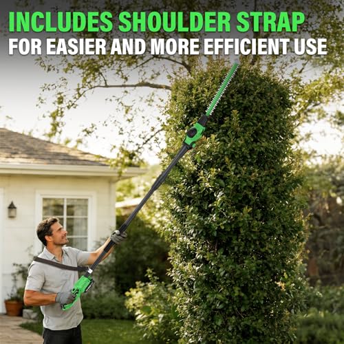Image of SOYUS Pole Hedge Trimmer Cordless, 18-inch Electric Hedge Trimmer with Extension Pole, 16-Foot Max Reach, Multi-Angle, 2 * 2.0Ah Batteries and Charger Included