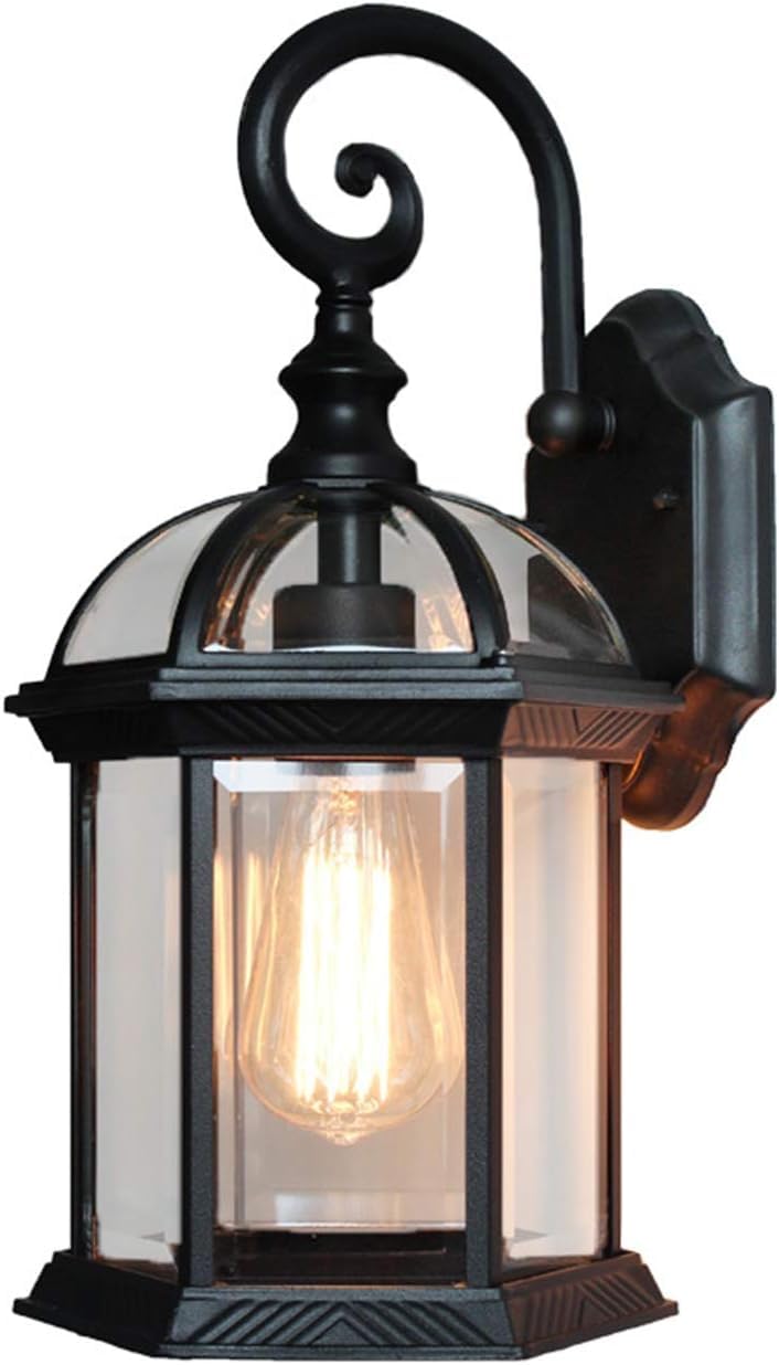 CWCQGH Wall Sconces, Antique Bronze Outdoor Porch Light Fixtures Gooseneck Black Farmhouse Outside Wall Lantern Exterior Waterproof Wall Sconce Glass V-intage Wall Mount Lamp fo,Black