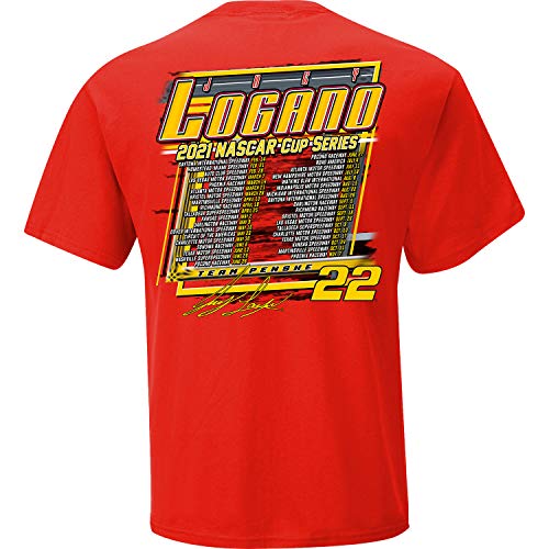 Checkered Flag Sports 2021 NASCAR Cup Series Schedule T-Shirt-Joey Logano #22-Red-XL