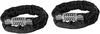 Bike Chain Lock 2pcs Resettable Bike Chain Locks Anti- Lock Keyless Password Lock for Bike Resettable Combination Chain Lock Bar Bicycle Black Chain Lock Cycling Chain Locks