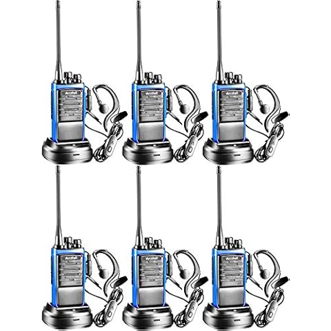 Arcshell Rechargeable Long Range Two-Way Radios with Earpiece 6 Pack Arcshell AR-6 Walkie Talkies Li-ion Battery and Charger Included Cover