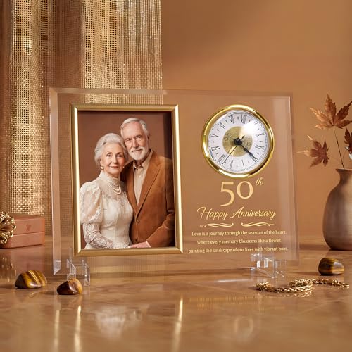 Dxaeuqr 50th Wedding Anniversary Quartz Clock Gifts for Couple,50th, 50th Wedding Anniversary...