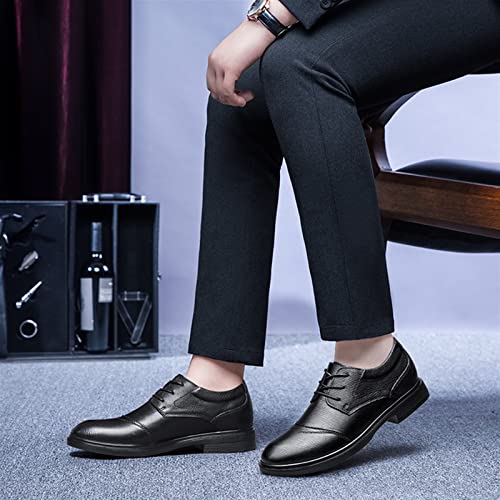Dress Oxford Formal Shoes for Men Lace Up Cap Toe Round Toe Derby Shoes Low Top Non Slip Rubber Sole Slip Resistant Block Heel Classic(Black,10 M US)3