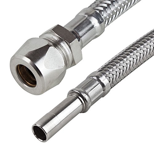 Preisvergleich Produktbild Stabilo-Sanitaer Edelstahl Panzerschlauch DN8 QM 10x10mm 50cm Verlängerung Trinkwasser DVGW Sanitärschlauch Armatur Wasserhahn Anschlussschlauch Flexschlauch
