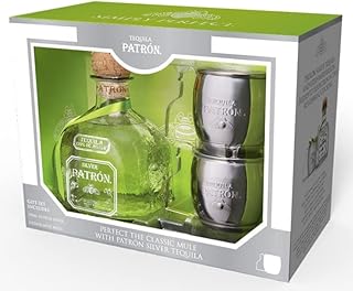 Patron Silver Premium Tequila Gift Pack with 2x Mule Mugs, 70 cl