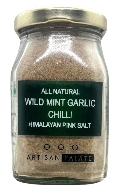 Wild Mint Chilli Garlic Himalayan Pink Salt Jar | All Natural | Seasoning for Dips, Fries, and Salad Dressings | 150 gms (Pack of 1)
